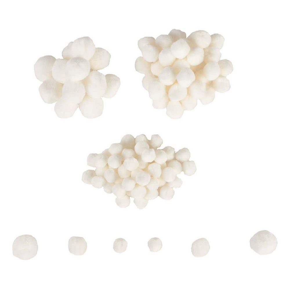 Colorations - mini pompoms white, 100 pcs.