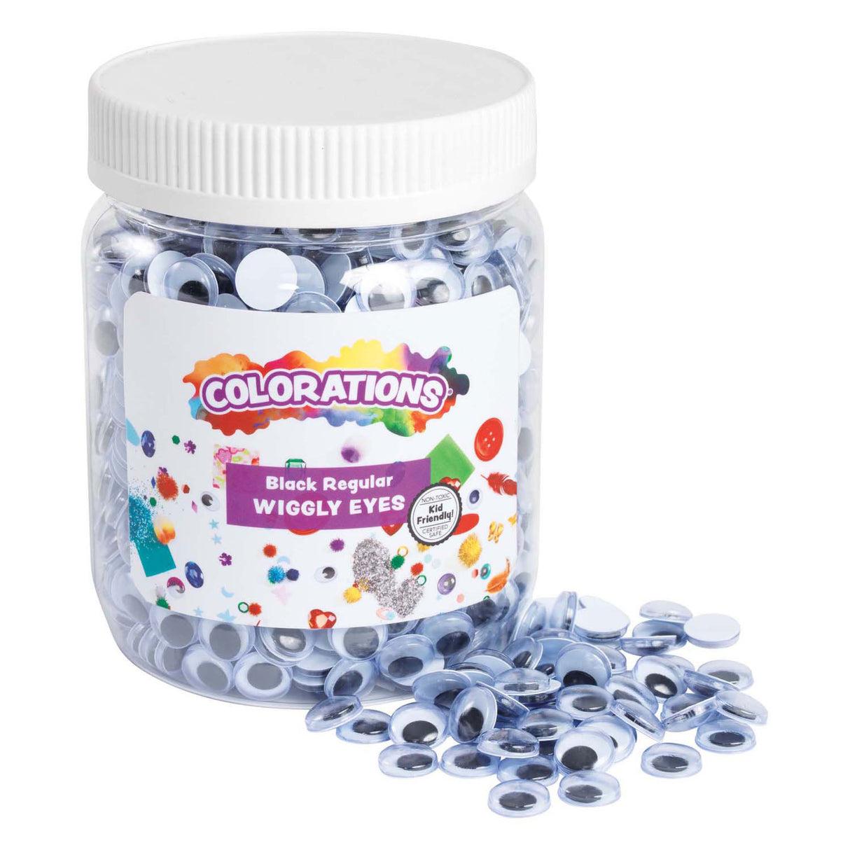Colorations - black googly eyes in pot, 1000 pcs.