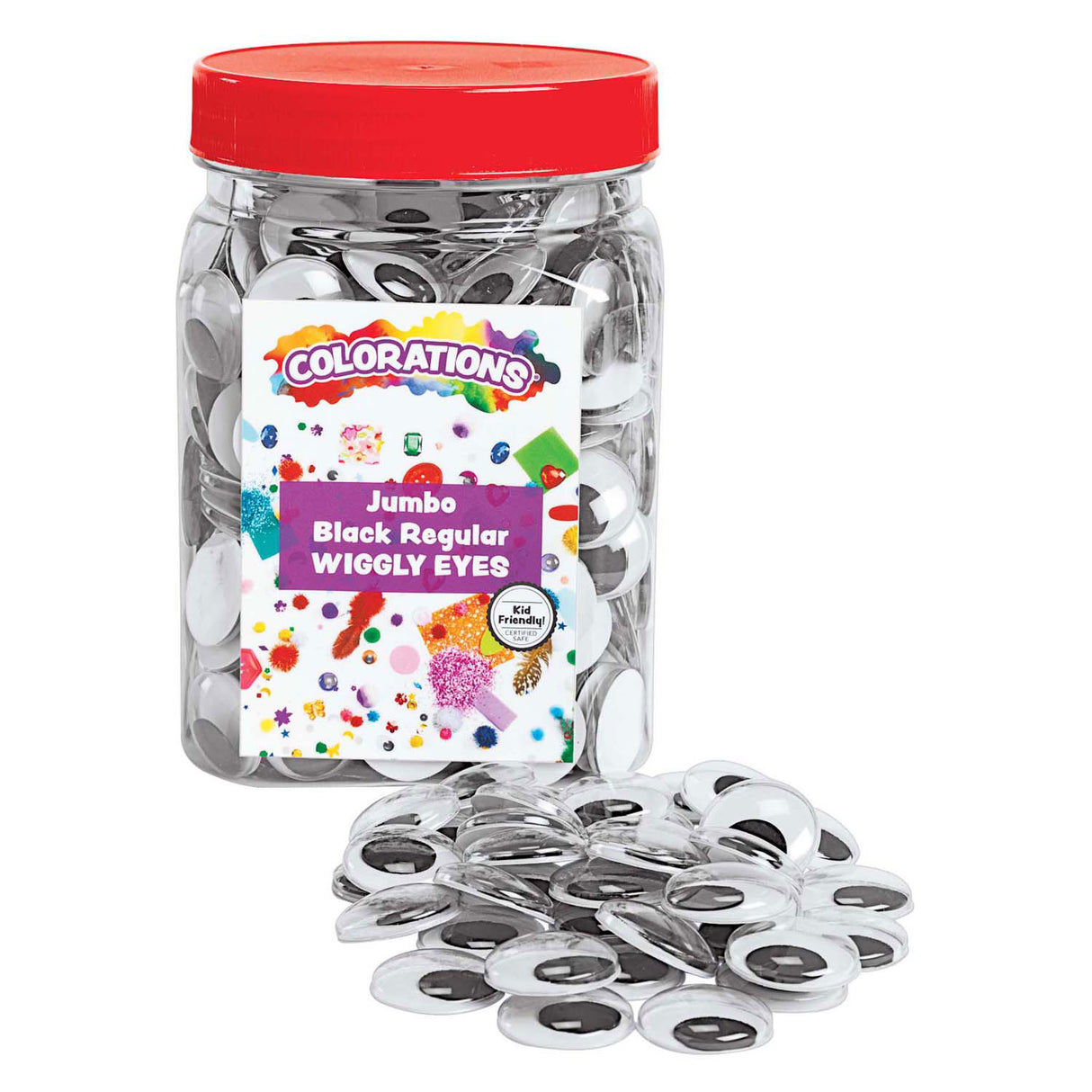 Värit - mustat googly-silmät, 100 kpl.