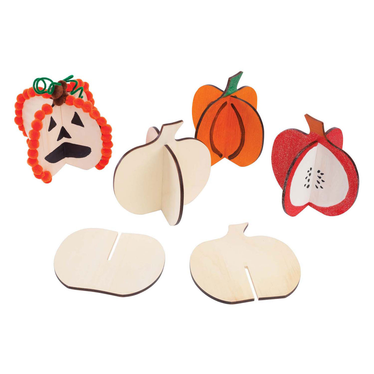 Colorations - build your own 3d wooden pumpkin, 6pcs.