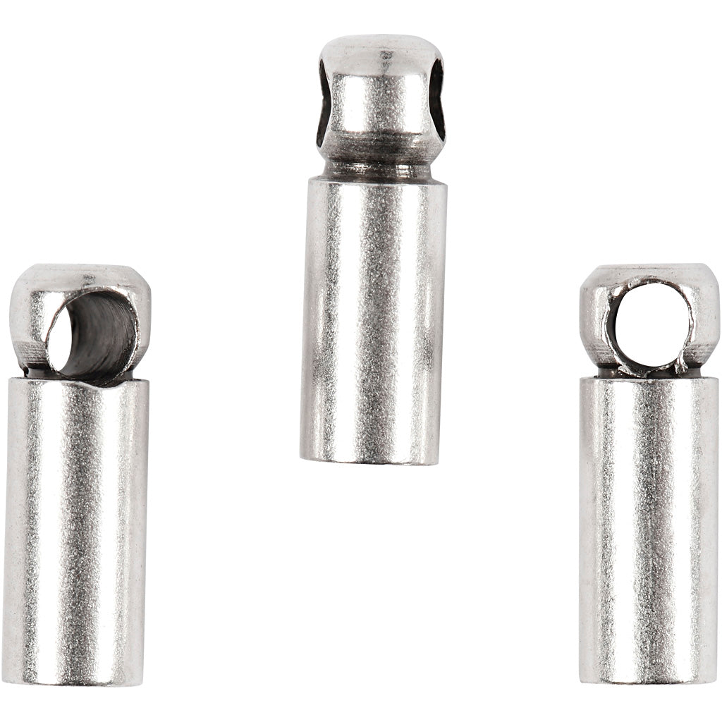 Creativ company end caps, l: 8 mm, d 2 mm, silver-plated, 10 pieces 1 box