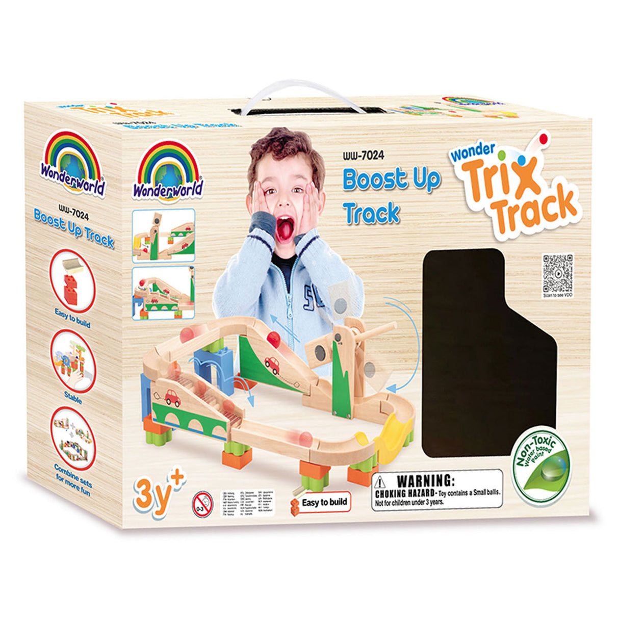 Wonderworld Holz-Marmorbahn-Boost-Up-Bahn