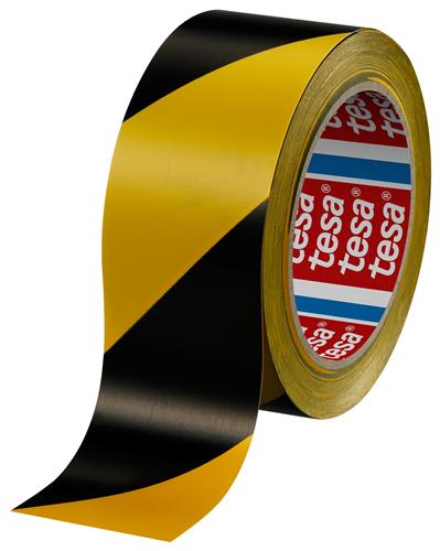 Tesa tape zwart geel 50mm 33mtr