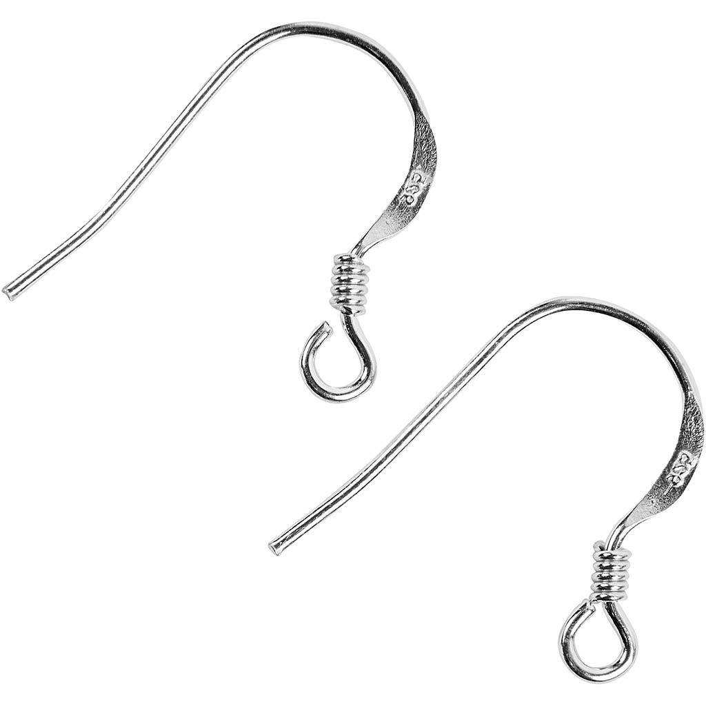 Creativ company earring hooks, l: 14 mm, silver, 10 pieces 1 box