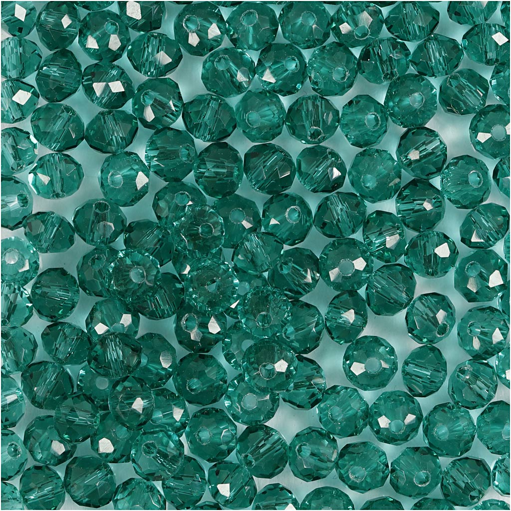 Creativ company facet beads, d 4 mm, hole size 1 mm, green, 45 pieces 1 box