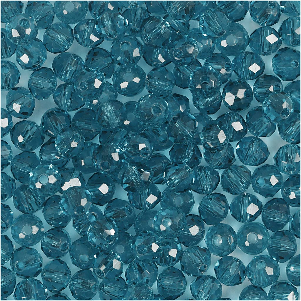 Creativ company facet beads, d 4 mm, hole size 1 mm, turquoise, 45 pieces 1 box