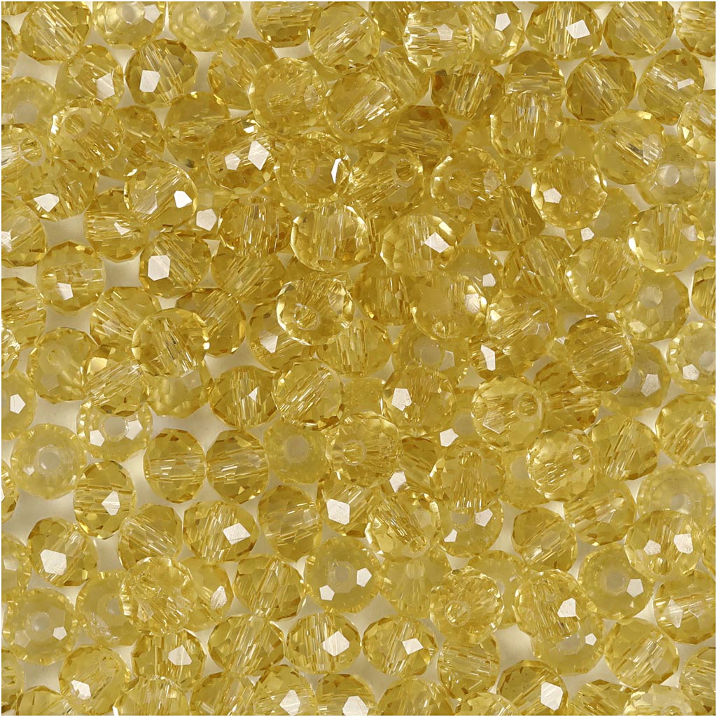 Creativ company facet beads, d 4 mm, hole size 1 mm, yellow, 45 pieces 1 box
