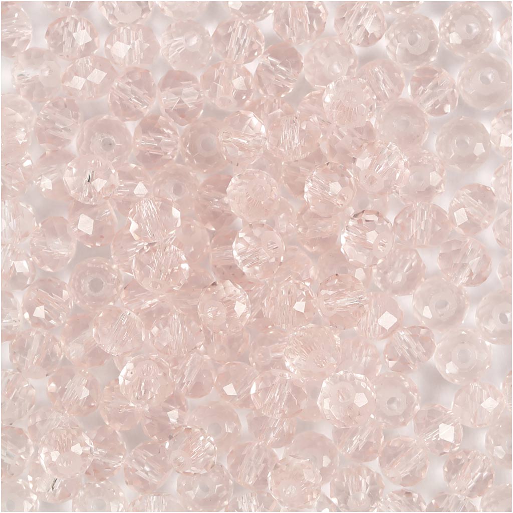 Creativ company facet beads, d 4 mm, hole size 1 mm, light pink, 45 pieces 1 box