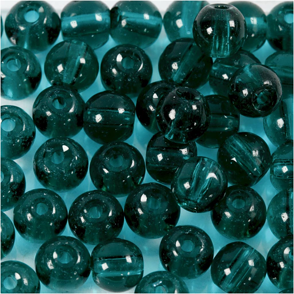 Creativ company glass beads, d 4 mm, hole size 1 mm, green, 45 pieces 1 box