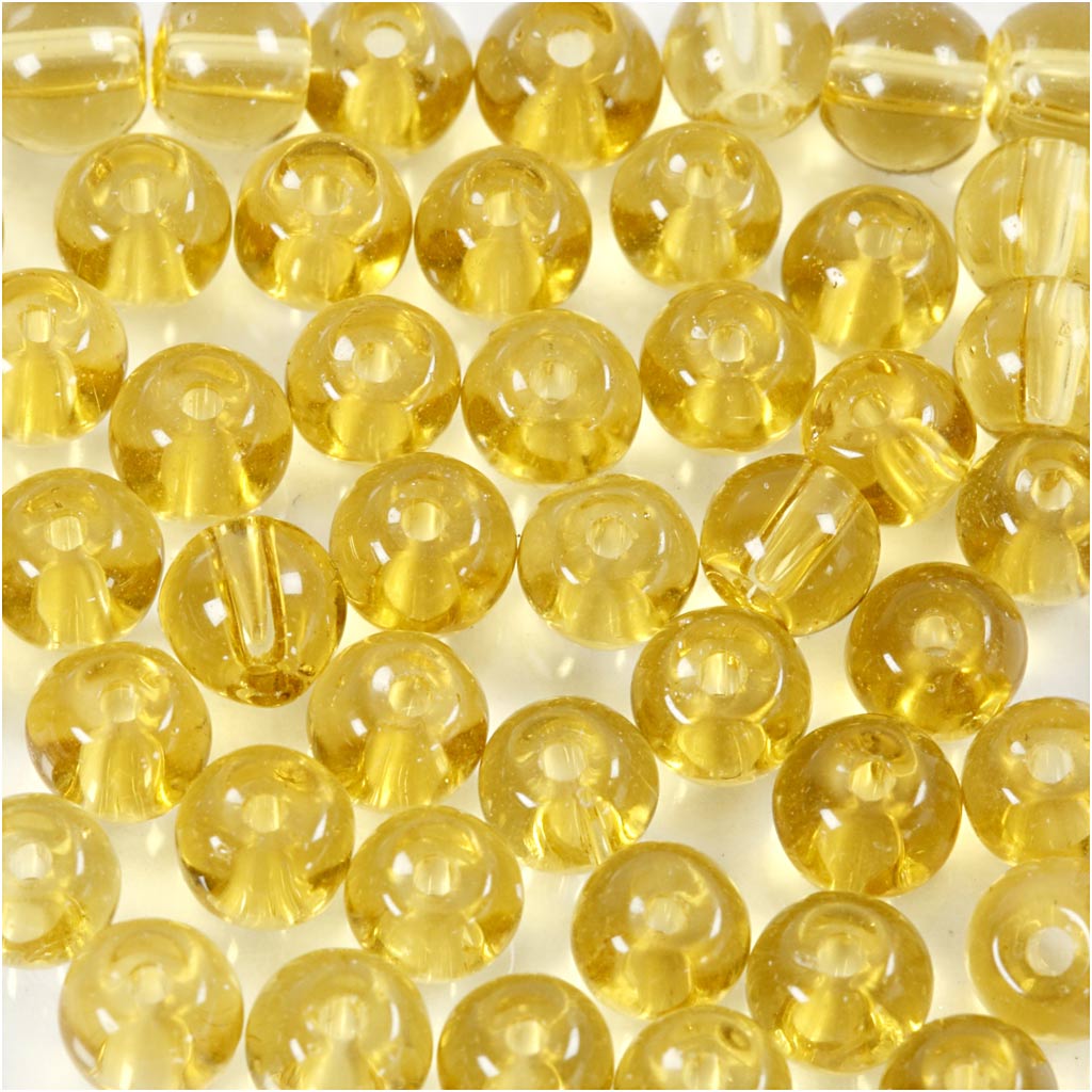 Creativ company glass beads, d 4 mm, hole size 1 mm, yellow, 45 pieces 1 box