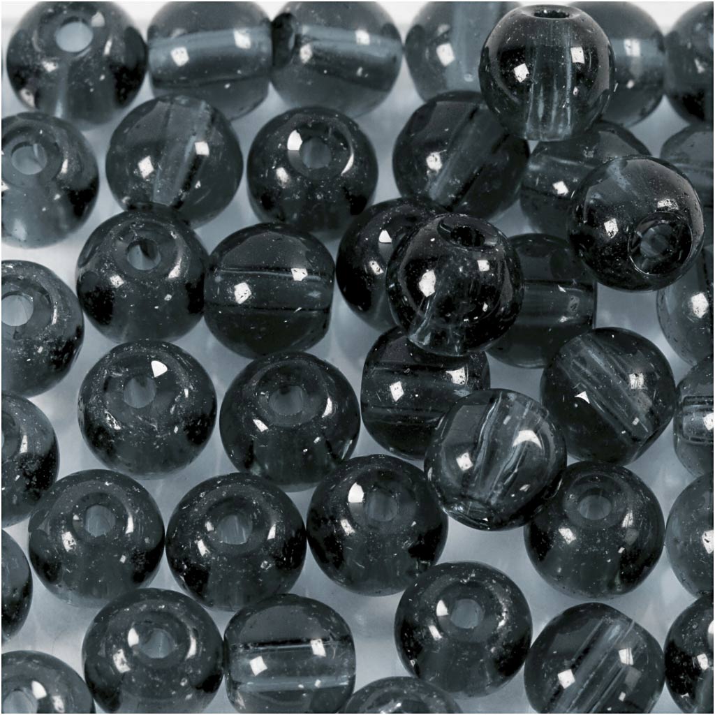 Creativ company glass beads, d 4 mm, hole size 1 mm, gray, 45 pieces 1 box