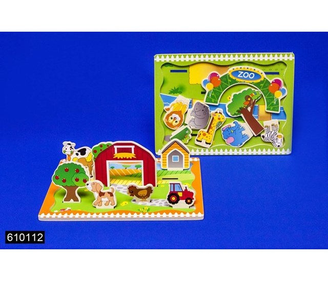 Drewniana plansza do zabawy 3D Zoo Farma 30x22