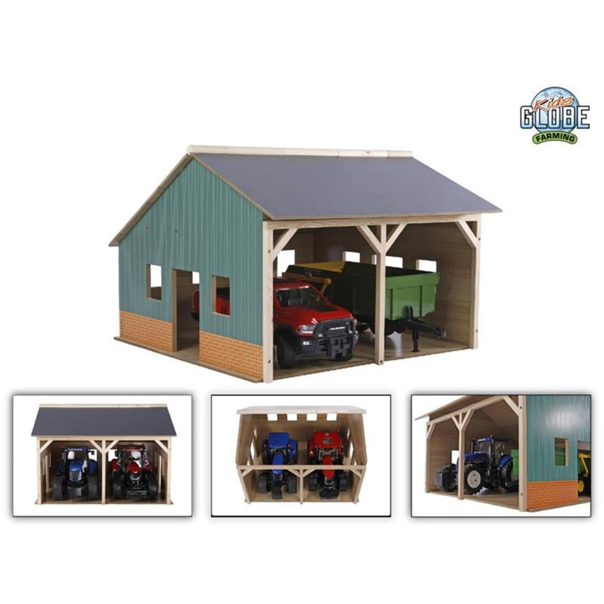 Kids Globe Shed für 2 Traktoren, 1:16