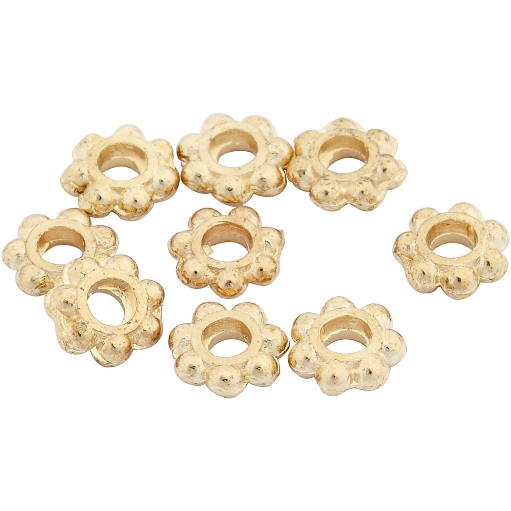 Creativ company spacer beads, d 6 mm, hole size 2 mm, gold-plated, 100 pieces 1 box