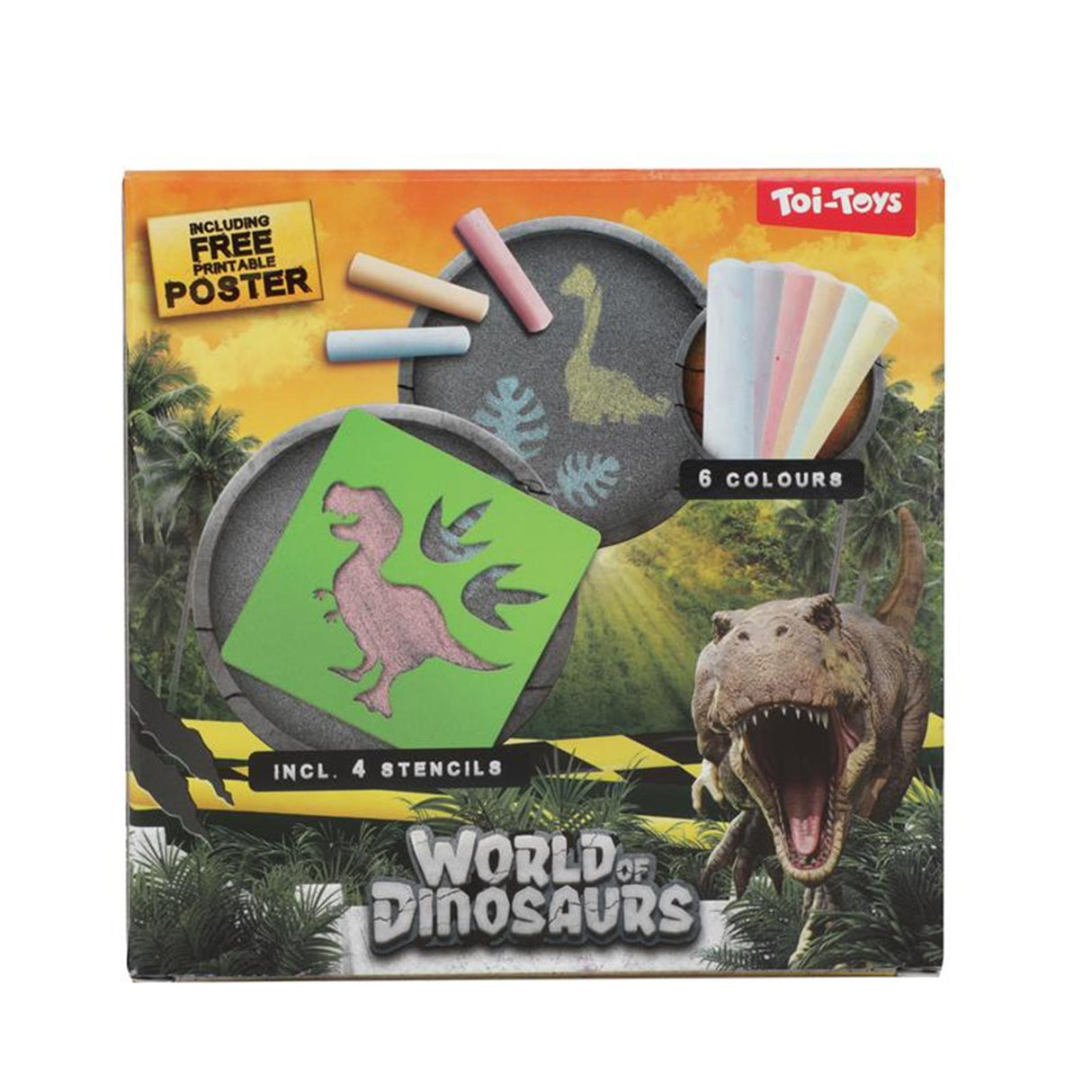 World of dinosaurs sidewalk chalk dino with stencils, 10 pcs.