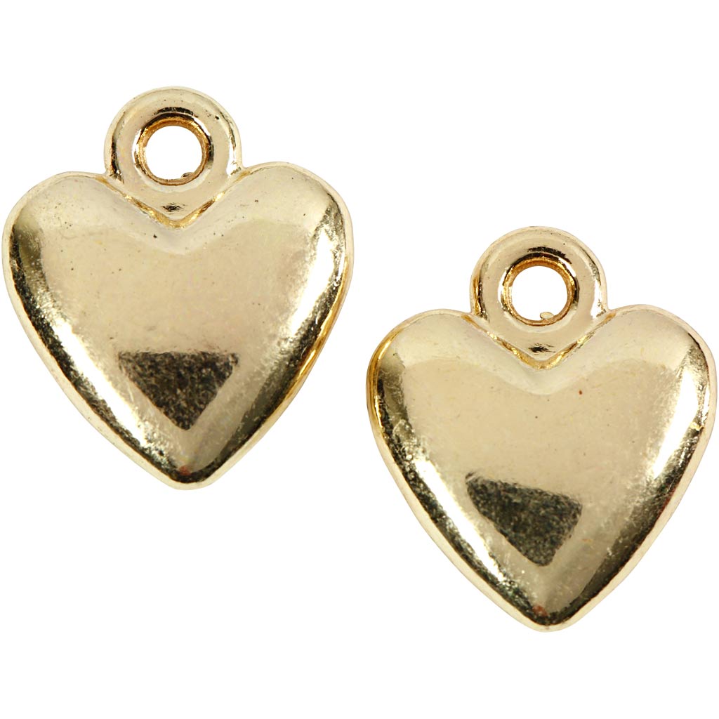 Creativ company heart-shaped pendant, size 13x15 mm, gold-plated, 10 pieces in a box