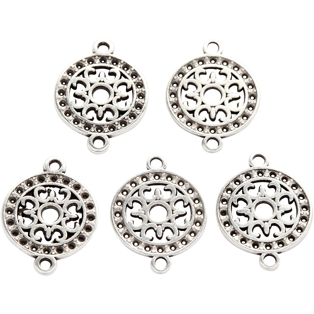 Creativ company jewelry pendant, d 14 mm, hole size 1.2 mm, silver-plated, 5 pieces 1 box