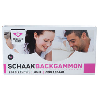 Longfield Schach Backgammon Kassette Holz 30x16x4 cm | 2 Stk