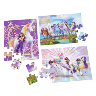 Unicorn Academy 3-pack wooden puzzle in wooden box (3x24 pieces)