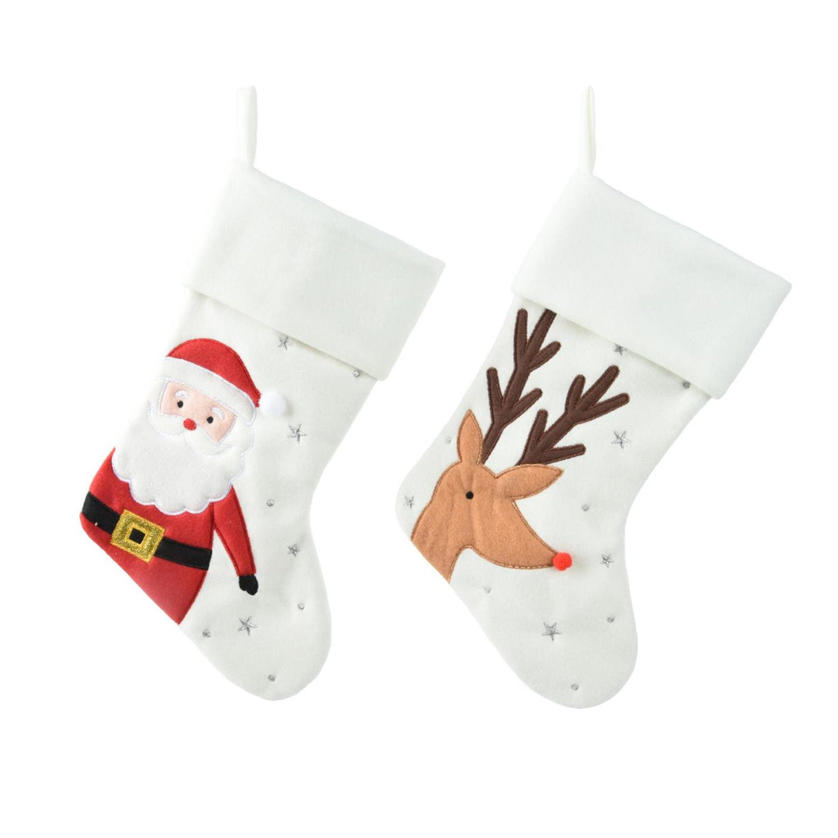 Decoris kerstsok wit met print 40x25cm
