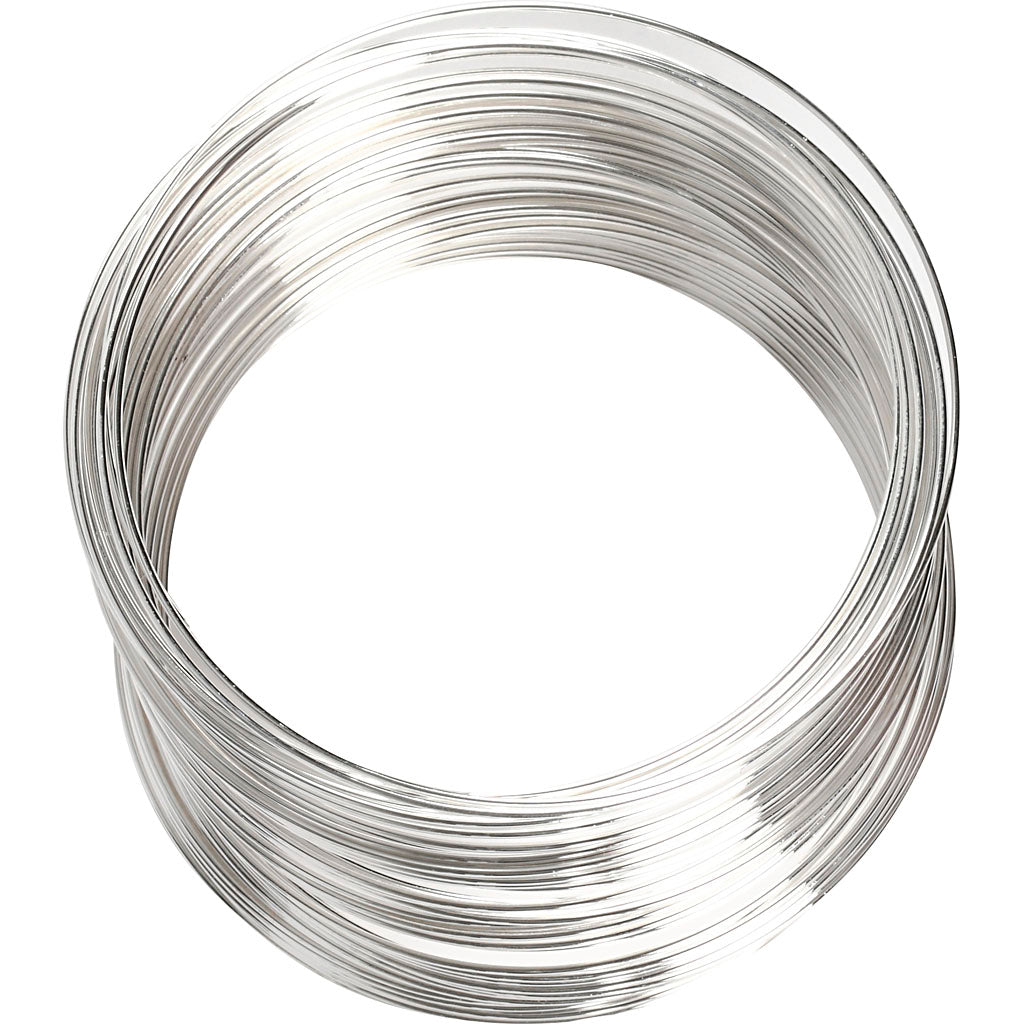 Creativ company memory wire, 6 cm diameter, 0.8 mm thick, approx. 11.5 m, silver-plated, 1 piece