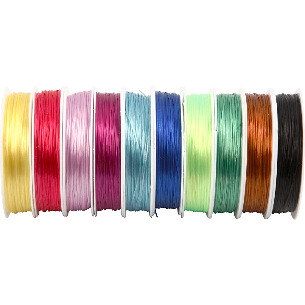 Creativ company elastic cord, thickness 1 mm, various colors, 10x25 m 1 box
