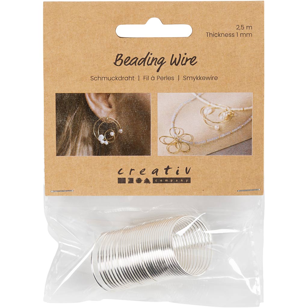 Creativ company jewelry wire, thickness 1 mm, silver-plated, 2.50 m 1 box
