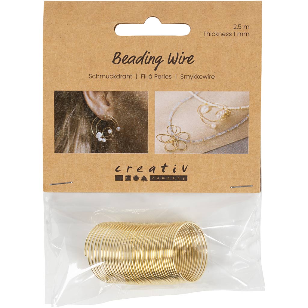 Creativ company jewelry wire, thickness 1 mm, gold-plated, 2.50 m 1 box