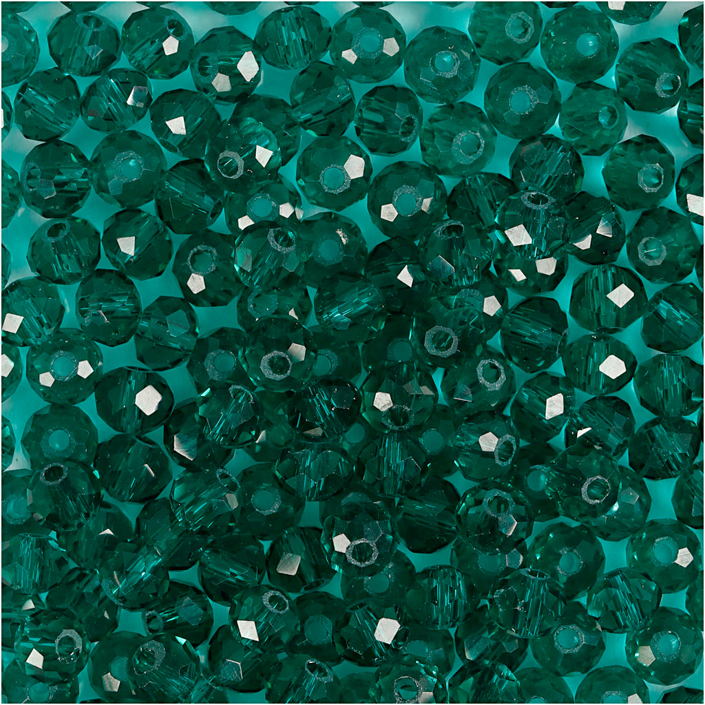 Creativ company facet beads, size 3x4 mm, hole size 0.8 mm, emerald green, 100 pieces 1 box