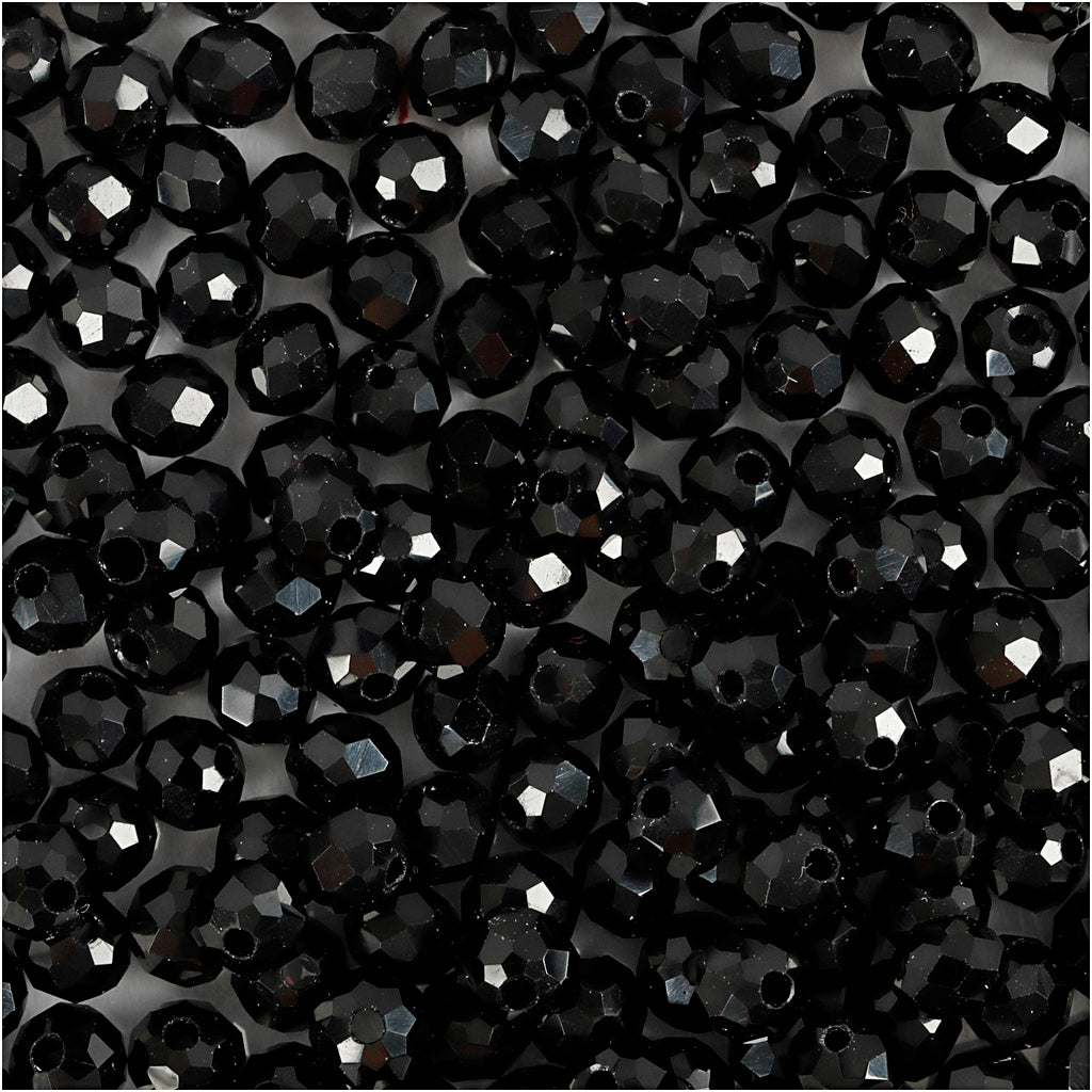 Creativ company facet beads, size 3x4 mm, hole size 0.8 mm, metallic black, 100 pieces 1 box