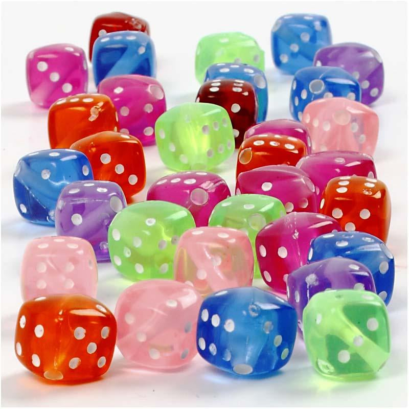 Creativ company dice beads, size 7x7 mm, hole size 1.5 mm, 105 g, 125 ml 1 box