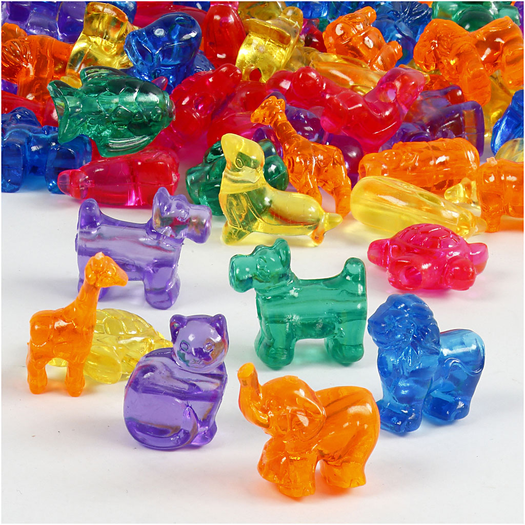 Creativ company figure beads, size 25 mm, hole size 4 mm, approx. 220 pieces, various colours, 700 ml 1 box