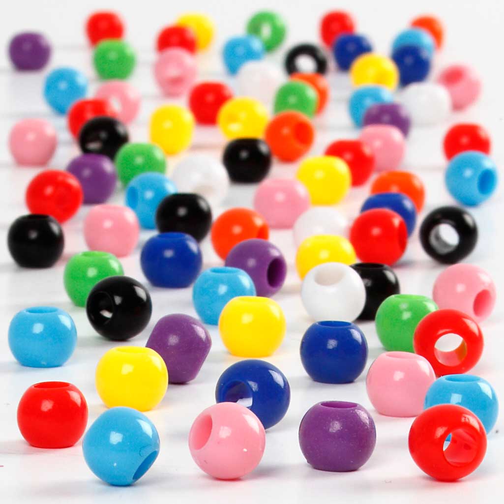 Creativ company pony beads, d 6 mm, hole size 3 mm, approx. 600 pieces, 75 g, 125 ml 1 box