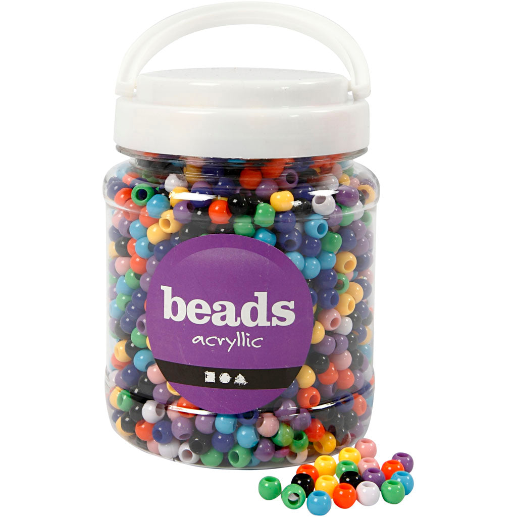 Creativ company pony beads, d 8 mm, hole size 4 mm, approx. 2280 pieces, various colours, 415 g, 700 ml 1 box