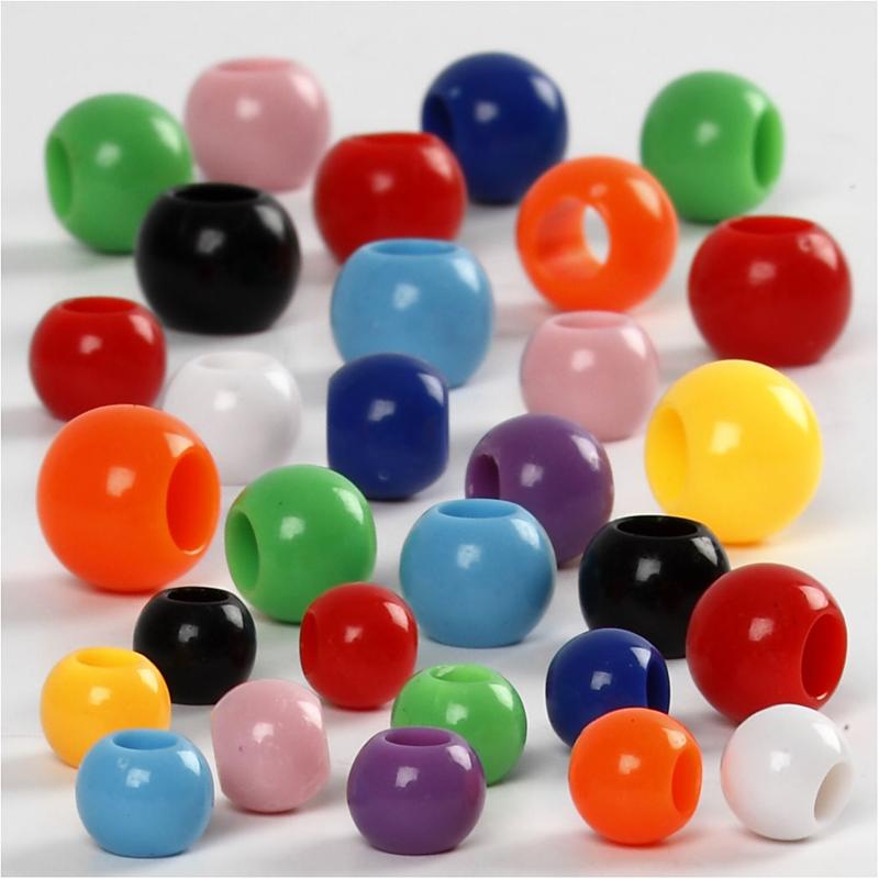 Creativ company pony beads, size 6-10 mm, hole size 3-5 mm, approx. 444 pieces, 85 g, 150 ml 1 box