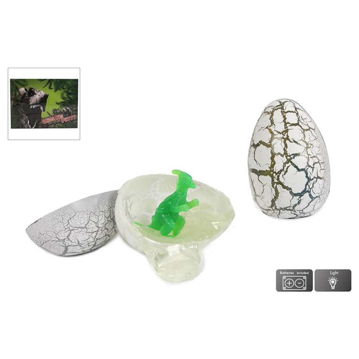 Dinoworld putty ei met dinosaurus en licht 9cm