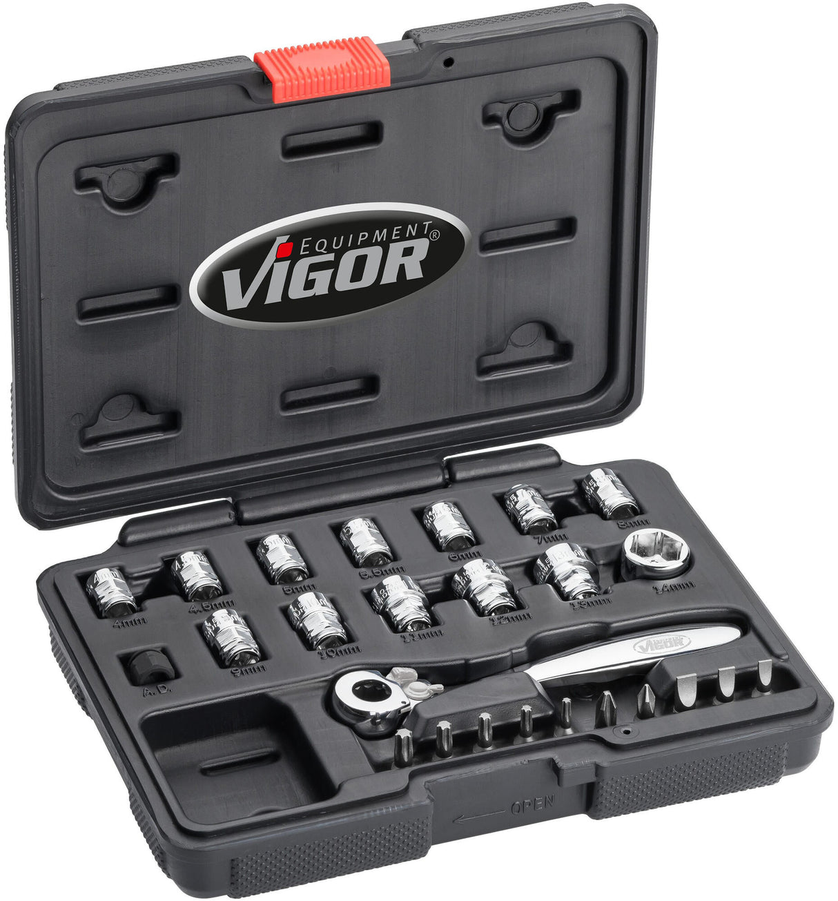 Vigor socket wrench set v5202 socket wrench sets 1 4 super flat