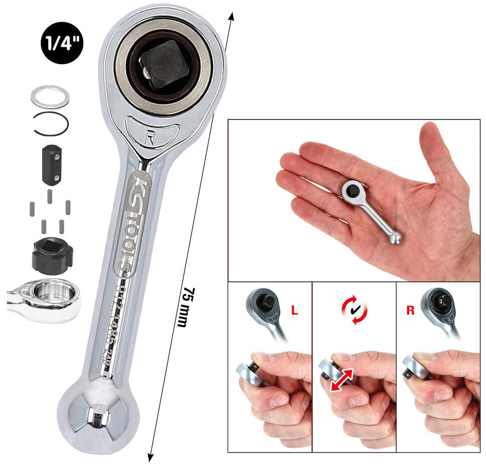Ks tools ks-tools reversible ratchet mini freewheel ratchets 1 4