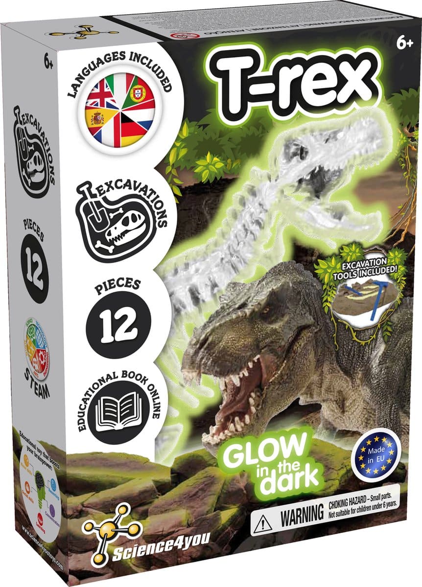 Science 4 You speriment Box T-Rex Glow nel set oscuro