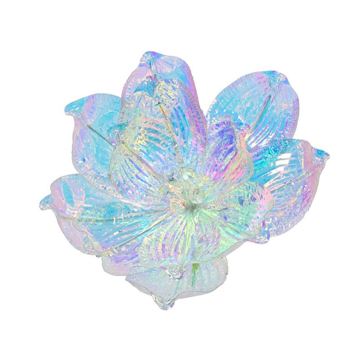 Decoro fiore su clip magnolia iridescente dia13cm