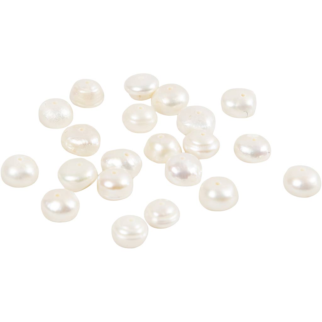 Creativ company freshwater pearls, size 4-6 mm, hole size 1 mm, approx. 57 pieces, mother of pearl, 40 cm 1 box