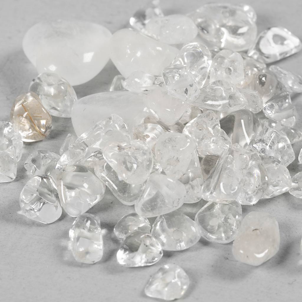Creativ Company crystal beads, clear quartz, d 7-12 mm, hole size 1 mm, approx. 63 pieces, transparent colors, 63 pieces 1 box