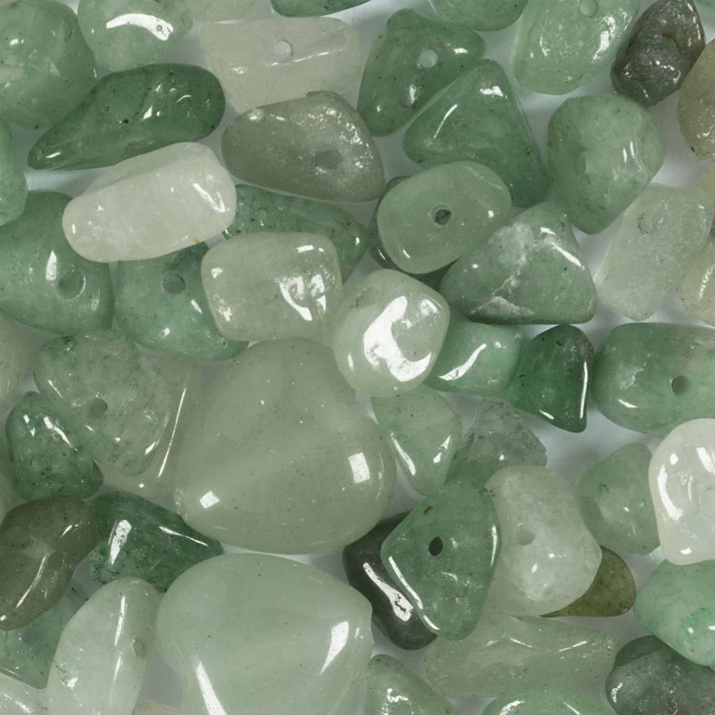 Creativ company crystal beads, aventurine, d 7-12 mm, hole size 1 mm, approx. 63 pieces, green, 63 pieces 1 box