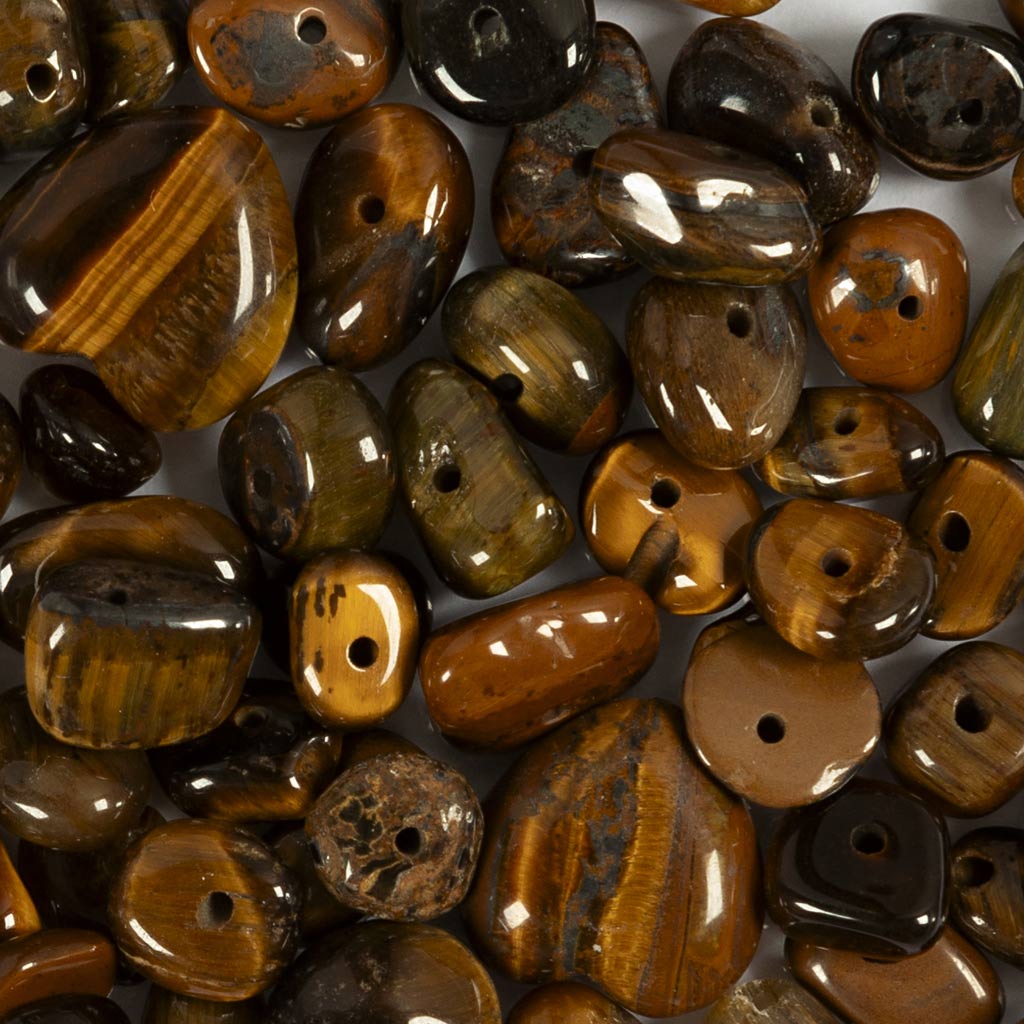 Creativ company crystal beads, tiger eye, d 7-12 mm, hole size 1 mm, approx. 63 pieces, brown, 63 pieces 1 box