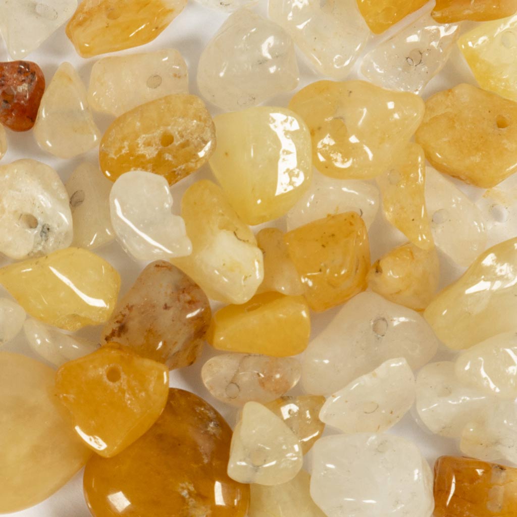 Creativ company crystal beads, honey calcite, d 7-12 mm, hole size 1 mm, approx. 63 pieces, light yellow, 63 pieces 1 box