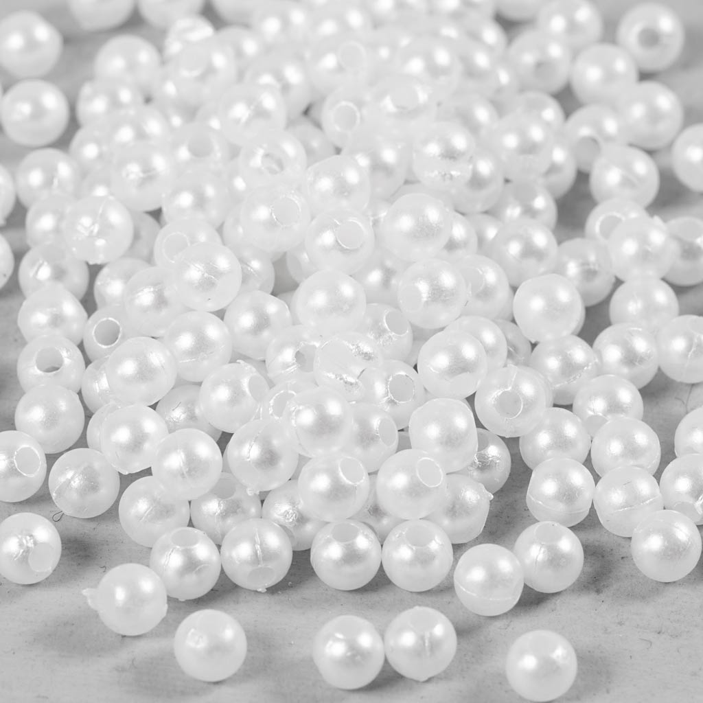 Creativ company wax beads, d 4 mm, hole size 1.5 mm, mother of pearl, 210 pieces 1 box