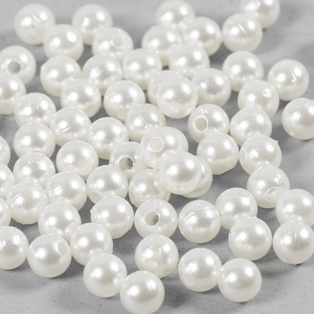Creativ company wax beads, d 6 mm, hole size 1.9 mm, mother of pearl, 65 pieces 1 box