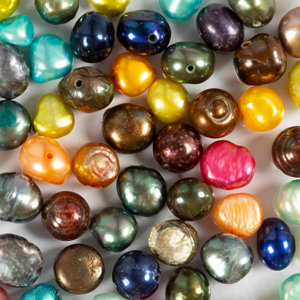 Creativ company freshwater pearls, d 5-6 mm, hole size 0.5 mm, mother-of-pearl colours, 60 pieces 1 box