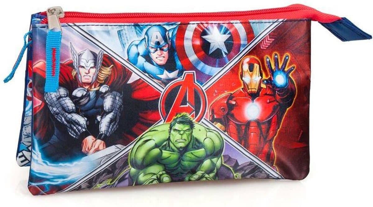 Jim Jam Pencil Case Avenger Marvel Pencil Case 3 Compartments with 2 Zipper