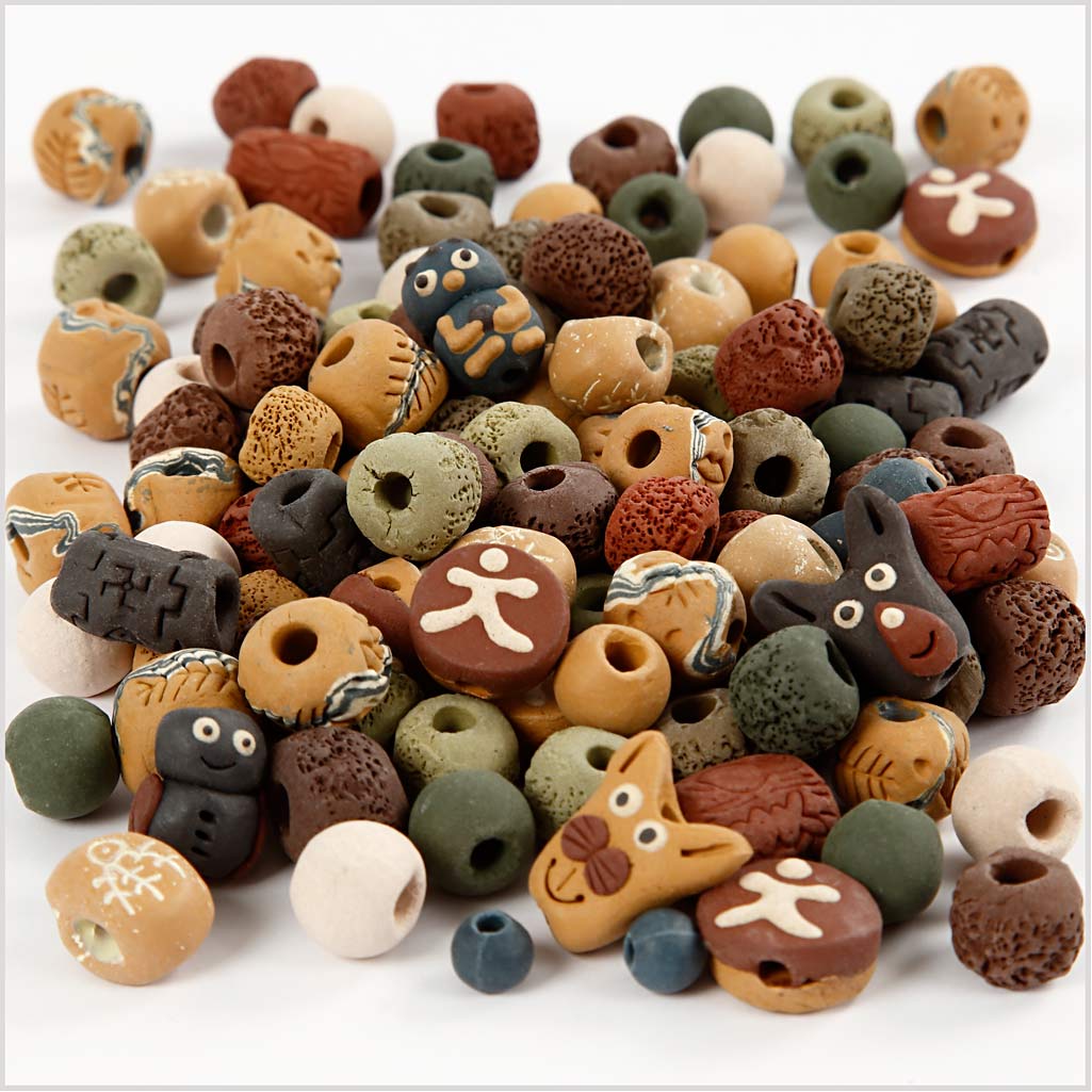 Creativ company ceramic beads, size 7-18 mm, hole size 2-4 mm, various colors, 300 g 1 box